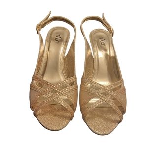 Champagne dressy wedge sandal